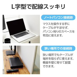 エレコム HIGH SPEED HDMIケーブル(L字コネクター/右向き) 2．0m ブラック CAC-HD14EYR20BK-イメージ4