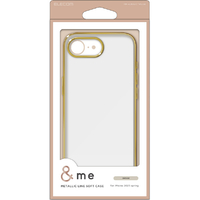 エレコム iPhone 16e用&me ソフトケース メタリックライン グレージュ PM-A25SUCTMLGB