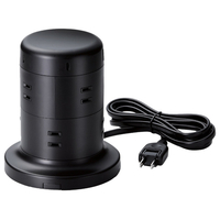 エレコム タワー型電源タップ(8個口・USB-Cポート×2/USB-Aポート×3・2m) 45W ブラック ECT-2120BK