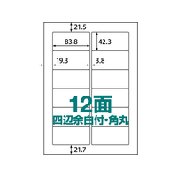 ラベルシール A4 12面 四辺余白付・角丸100枚 1冊（100枚） F861332ABC1-404-RB13