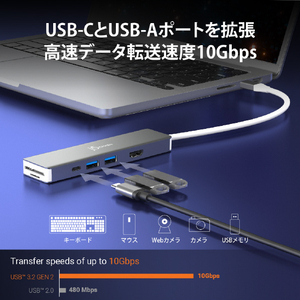 j5 create USB-C Gen2 4K60 7in1 マルチアダプター スペースグレイ JCD390-イメージ10
