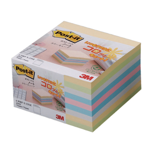 3M ポスト・イット ノート 再生紙 カラーキューブ 75×75mm 5色 1冊 F821249-CPRP-Y-33SE-イメージ1