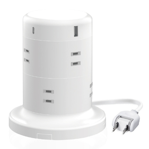 エレコム タワー型電源タップ(8個口・USB-Cポート×2/USB-Aポート×3・2m) 45W ホワイト ECT-2120WH-イメージ2