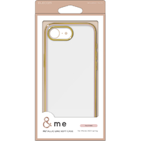 エレコム iPhone 16e用&me ソフトケース メタリックライン ペールピンク PM-A25SUCTMLPN