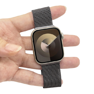 ラスタバナナ Apple Watch 42/44/45/49mm用ステンレスメッシュベルト ブラック RBLAW4406BK-イメージ1