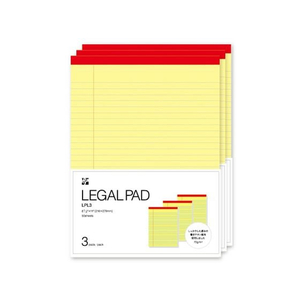 伊東屋タイムバリュー リーガルパッド L 横罫 3冊 イエロー FC576PX-LPL3-イメージ1