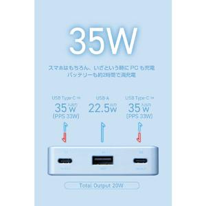 エレコム 半固体モバイルバッテリー(10000mAh/35W) ブルー DE-C86-10000BU-イメージ8