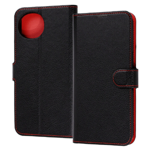 レイアウト AQUOS wish6用 手帳型レザーケース シンプル マグネット  ブラック/レッド RT-AQ26L1ELC1/BR-イメージ1