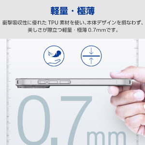 エレコム iPhone17e/16e用 ソフトケース 薄型 メタルステッカー付 クリア PM-A25SUCUCR-イメージ4