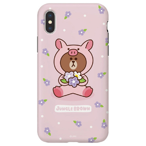 LINE FRIENDS iPhone XS/X用ケース ジャングル ブラウン ブタ KCL-DPB001-イメージ1