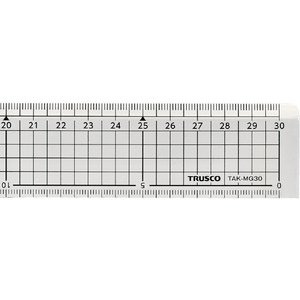 トラスコ アクリル定規 メタルガイド付き ３０ｃｍ アクリル（透明）18-8ステンレス使用 TAK-MG30-イメージ2