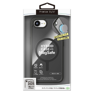 PGA iPhone 16e用MagSafe対応 ハイブリッドケース クリアブラック PG-25KMH01BK-イメージ1