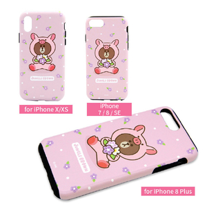 LINE FRIENDS iPhone 8 Plus/7 Plus用ケース ジャングル ブラウン ブタ KCL-DPB003-イメージ2