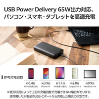 エレコム DE-C50L-20000BK USB PD モバイルバッテリー(20000mAh/USB