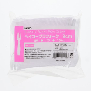 シモジマ ヘイコープラフォーク 9cm 透明 バラ 100本 FC176NJ-004513014-イメージ2