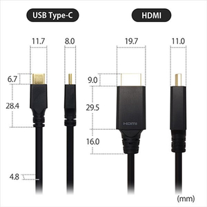 ホーリック USB Type C→HDMI変換ケーブル 2m UCHA20-744BB-イメージ8