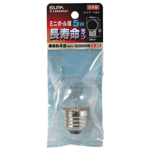 エルパ 長寿命ミニボール球 E26口金 5W クリア 1個入 G-L8003HC-イメージ1