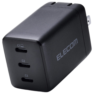エレコム USB Power Delivery 67W AC充電器(C×3) ブラック ACDC-PD11267BK-イメージ1