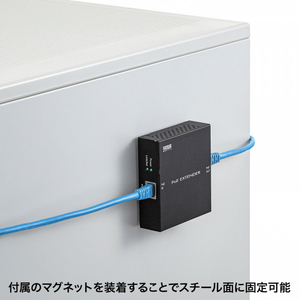 サンワサプライ PoEエクステンダー(マグネット付き) ブラック LAN-EXPOE2-イメージ3