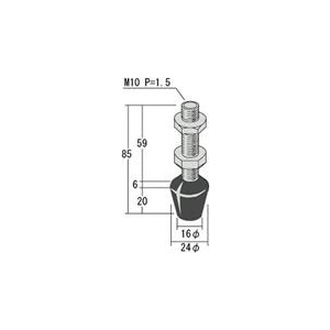 大阪角田興業 ゴム付ボルト　M10X59 RBT-10-イメージ1