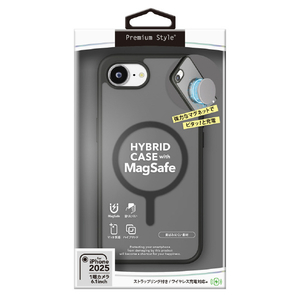 PGA iPhone 16e用MagSafe対応 ハイブリッドケース マットブラック PG-25KMH03BK-イメージ1