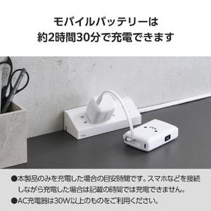 エレコム ケーブル一体型モバイルバッテリー(10000mAh/30W) しろちゃん DE-C71L-10000WF-イメージ8