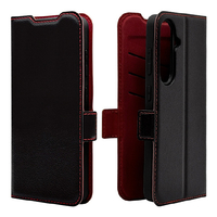 ラスタバナナ Galaxy S25用薄型手帳サイドマグネットケース ブラック×レッド 8738GS25BSMBKR