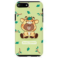 LINE FRIENDS iPhone 8 Plus/7 Plus用ケース ジャングル ブラウン キリン KCL-DGB003
