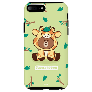 LINE FRIENDS iPhone 8 Plus/7 Plus用ケース ジャングル ブラウン キリン KCL-DGB003-イメージ1