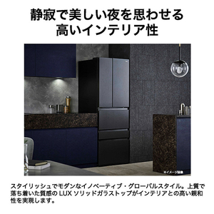 ハイアール 508L 5ドア冷凍冷蔵庫 A.M.U.月夜 Tsukiyo マットフロストブラック JR-LF51A(K)-イメージ7