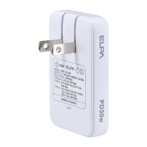 エルパ 薄型フラットUSBアダプター(PD30W) ホワイト UC-23B(W)-イメージ1