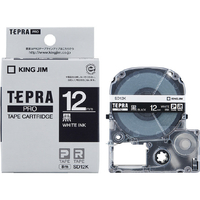 キングジム テプラ PROテープカートリッジ カラーラベル(ビビッド) 12mm幅 黒/白文字 SD12K