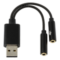 アイネックス USBオーディオ変換ケーブル ヘッドフォン+マイク用 ブラック ADV-128