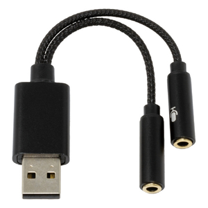 アイネックス USBオーディオ変換ケーブル ヘッドフォン+マイク用 ブラック ADV-128-イメージ1