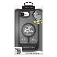 PGA iPhone 16e用MagSafe対応 スタンド付ハイブリッドケース マットブラック PG-25KMH09BK