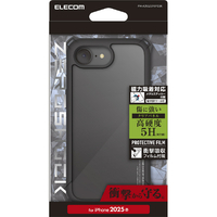 エレコム iPhone 16e用ZEROSHOCK ケース フレームカラー メタルステッカー付 ブラック PM-A25SZEROFCBK