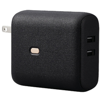 エレコム AC充電器一体モバイルバッテリー(5000mAh/12W/A×2) ブラック DE-AC06-5000BK