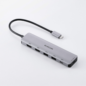 エレコム USB Type-C(TM)6in1ドッキングステーション シルバー DST-M060BPSV-イメージ2