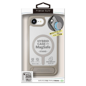 PGA iPhone 16e用MagSafe対応 スタンド付ハイブリッドケース マットベージュ PG-25KMH10BE-イメージ1