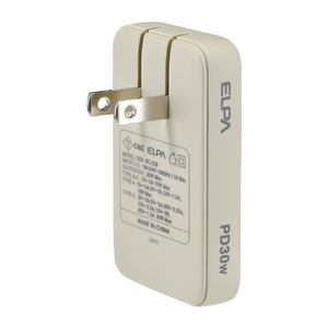 エルパ 薄型フラットUSBアダプター(PD30W) ベージュ UC-23B(BE)-イメージ1