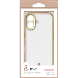 エレコム iPhone 16用&me ソフトケース メタリックライン ピンク PM-A24AUCTMLPN エレコム iPhone 16用&me ソフトケース メタリックライン ピンク PM-A24AUCTMLPN