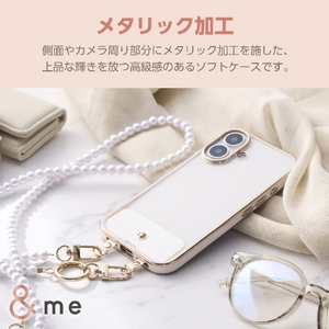 エレコム iPhone 16用&me ソフトケース メタリックライン ピンク PM-A24AUCTMLPN-イメージ3
