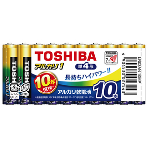 東芝 単4形アルカリ乾電池 10本入り LR03AN 10MP-イメージ1