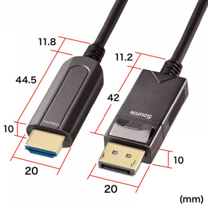 サンワサプライ DisplayPort-HDMI変換光ファイバーケーブル 20m KC-DPHDFB200-イメージ6
