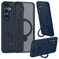 ラスタバナナ Galaxy S25用ZEROSAFE SHAFT ワイヤレス充電対応 360°回転スタンドケース フロストネイビー 8749GS25ZSFSNV