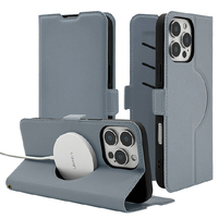 ラスタバナナ iPhone 16 Pro Max用手帳型ケース サイドマグネット MAGSAFE対応 ブルーグレー 8273IP467PBSMMBG