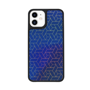 Dparks iPhone 12 mini用TWINKLE COVER キューブパターン ブルー DS19758I12-イメージ1