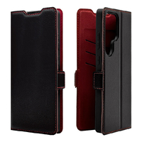 ラスタバナナ Galaxy S25 Ultra用薄型手帳サイドマグネットケース ブラック×レッド 8750GS25UBSMBKR