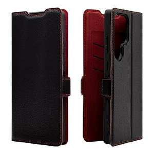ラスタバナナ Galaxy S25 Ultra用薄型手帳サイドマグネットケース ブラック×レッド 8750GS25UBSMBKR-イメージ1