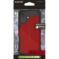 エレコム iPhone 16用ZEROSHOCK ケース レッド PM-A24AZERORD
